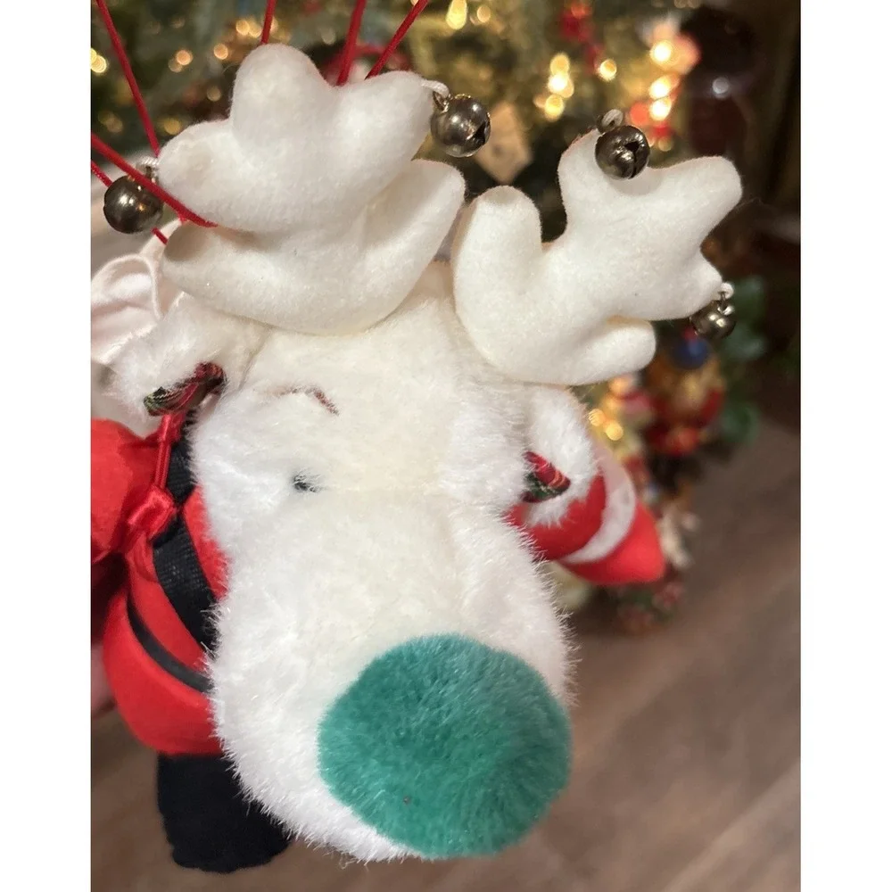 Vtg Applause Christmas Reindeer Santa bell Plush Parachute‎ Stuffed Animal Toys